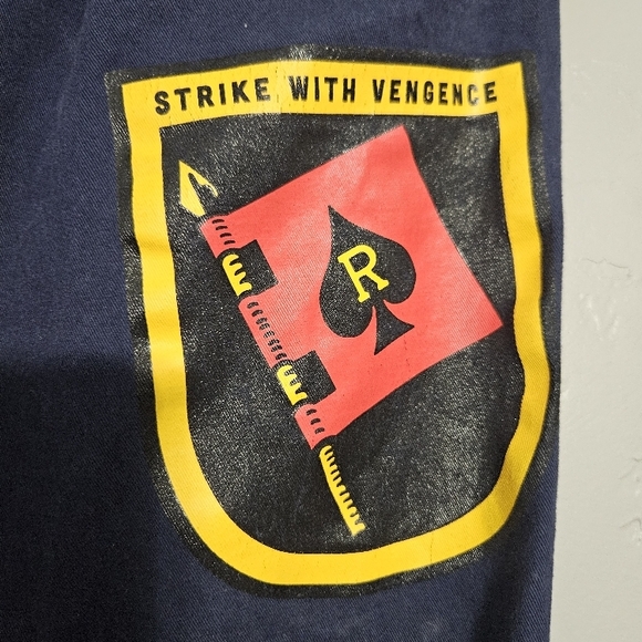 Men's Blue Camouflage Sweatpants with Colorful Patch. - Picture 3 of 9